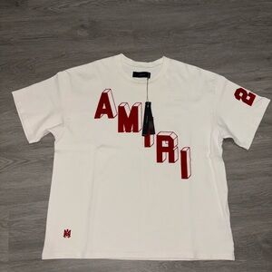 AMIRI White Tee with Red 3D Lettering